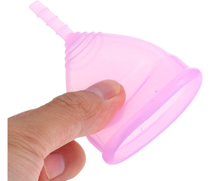 4 Piece Reusable Soft Silicone Period Menstrual Cup Pink - Large - Zoom Image 3