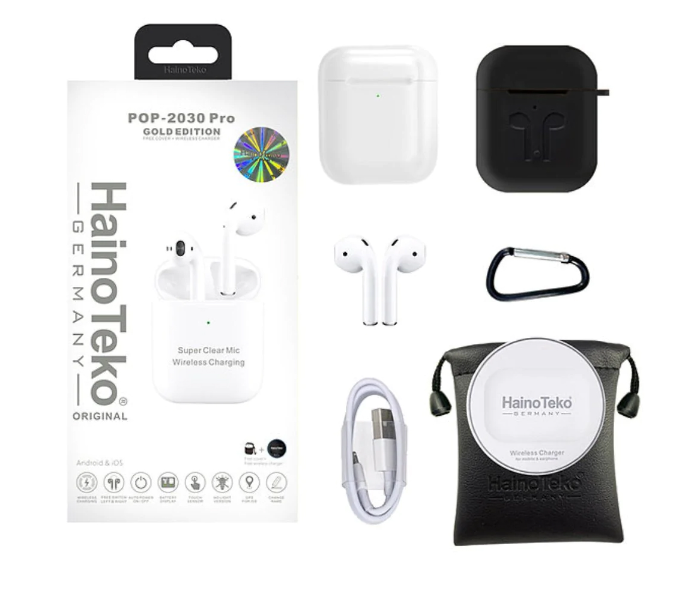 Haino Teko POP-2030 PRO Wireless Bluetooth Earpods - White - Zoom Image 1