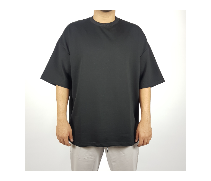 Oversize Tight Round Neck XL T-Shirt for Men - Black - Zoom Image 1