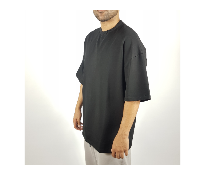 Oversize Tight Round Neck Large T-Shirt for Men - Black - Zoom Image 2