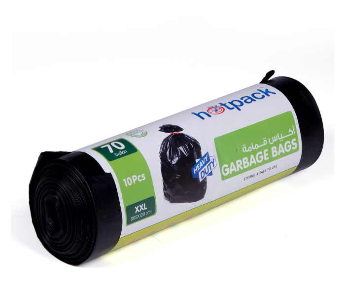 Hotpack HSMGBR105130 Set of 10 Pieces 105X130 cm 70Gallon Garbage Bag Roll - Black - Zoom Image 2