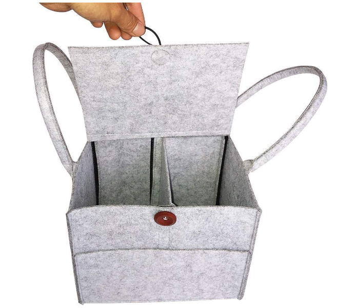 Baby Storage Basket With Button And Cover - Grey - Zoom Image 3