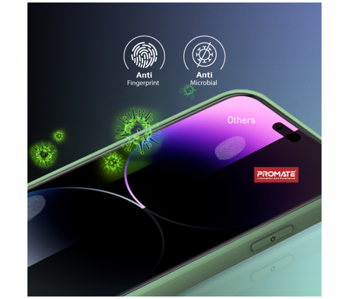 Promate Silicone Bumper and Shatter Protection Privacy Glass Screen Protector for iPhone 14 Pro Max - Zoom Image 7