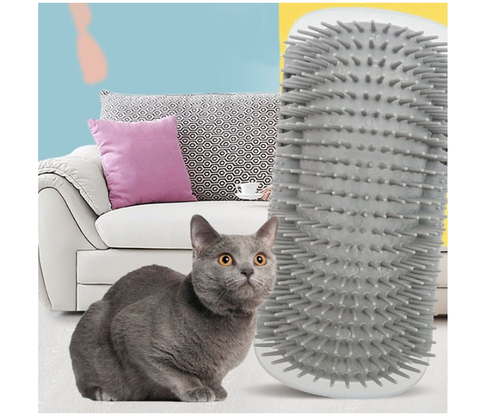 GTC 22000947 Cat Corner Self Groomer with Catnip Wall Corner Massage Comb Corner Scratcher - Grey - Zoom Image 2