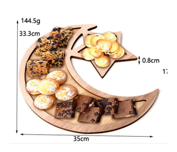 Moon and Star Design Wooden JM01330 Ramadan Dessert Tray - Zoom Image 3