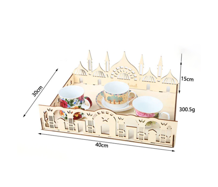 Mosque Design Wooden JM01877 Ramadan Dessert Tray - Zoom Image 4