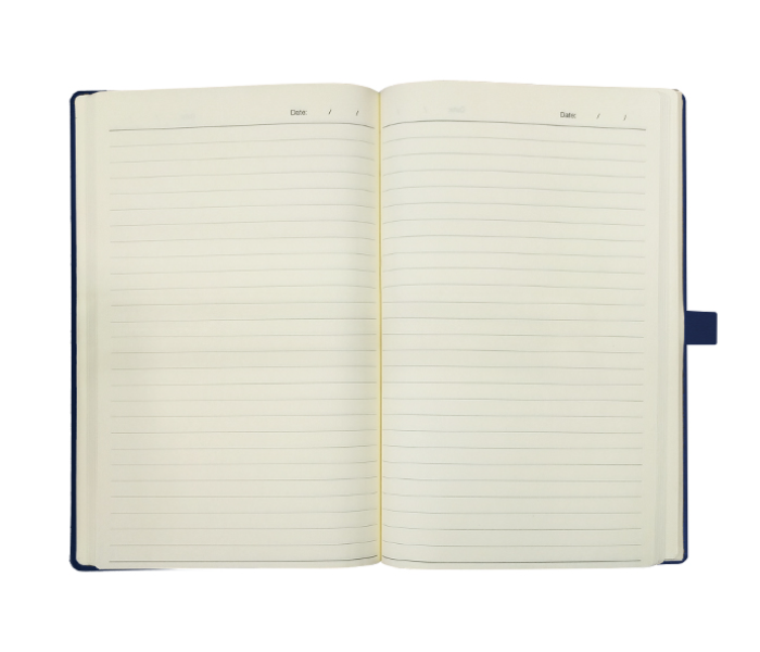 633 B A5  Faux Leather Notebook With Wide Elastic Strap - Dark Blue - Zoom Image 2