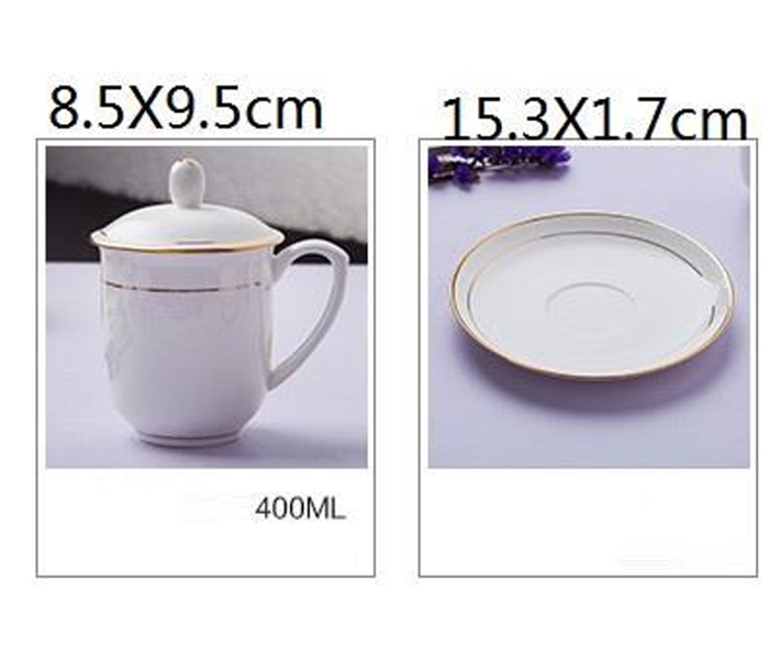 Ceramic 400ml Office Tea Cup - White - Zoom Image 3