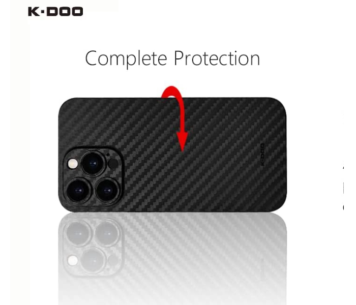 K-DOO Air Carbon Fiber Paper Back Skin Case for iPhone 12 Pro Max - Black - Zoom Image 5