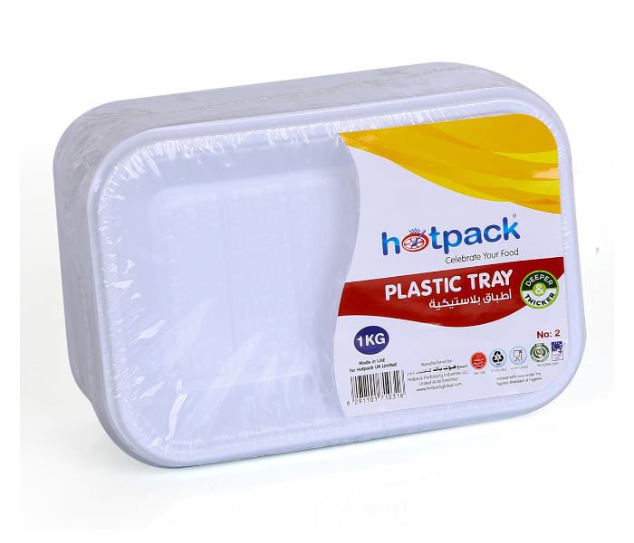 Hotpack PAV2HP No 2 1Kg Plastic Rectangular Tray - White - Zoom Image 1