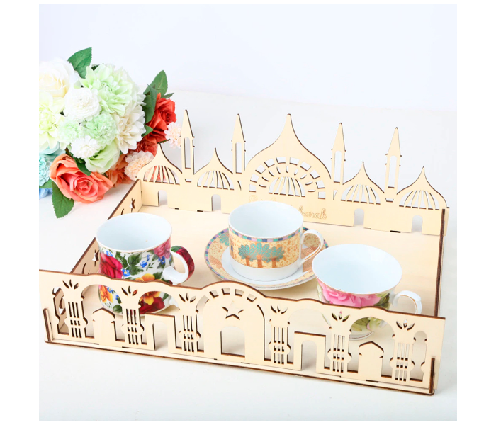 Mosque Design Wooden JM01877 Ramadan Dessert Tray - Zoom Image 1