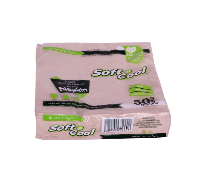 Hotpack NAPKIN4040B Set of 50 Pieces 40x40cm Soft N Cool Paper Dinner Napkin - Brown - Zoom Image 2