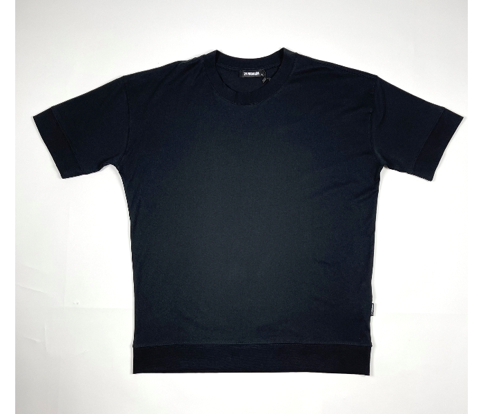 Short Sleeves Long Plain Large T-Shirt For Men - Black - Zoom Image 2