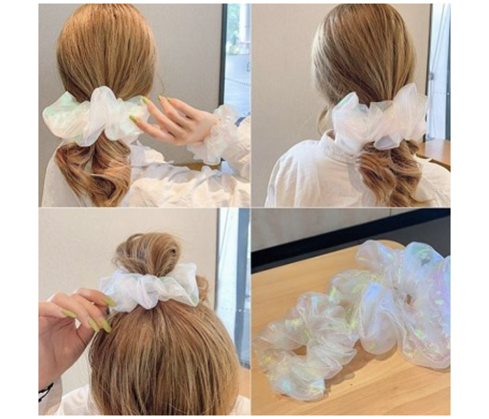 Net Yarn Large Intestine Dream Mermaid Hair Tie for Girls - White - Zoom Image 3