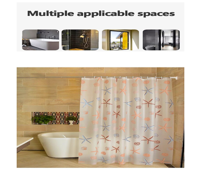 GTC 22000951 Waterproof Fabric Shower Curtain Set with Adjustable Stainless Steel Shower Curtain Rod Punch-free - Zoom Image 5