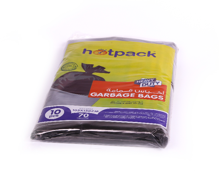 Hotpack GH105130 Set of 10 Pieces 105x130cm 70 Gallon Heavy Duty Garbage Bag - Black - Zoom Image 1