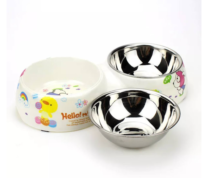 GTC 22000939 2 in 1 Stainless Steel Cat Bowls with Stand For Food and Water - White - Zoom Image 3