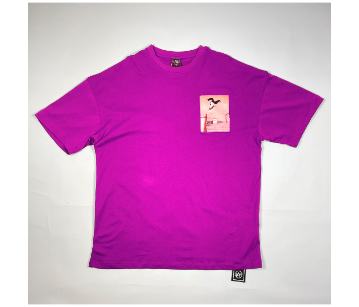 Oversize XL T-Shirt With Skateboard Picture For Men - Violet - Zoom Image 2