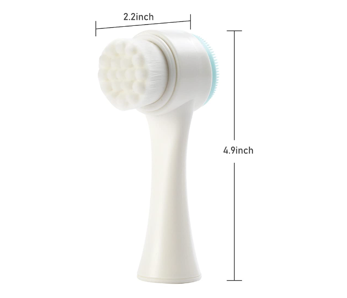 Manual Double-Sided Silicone Brush For Face Wash - Blue - Zoom Image 2