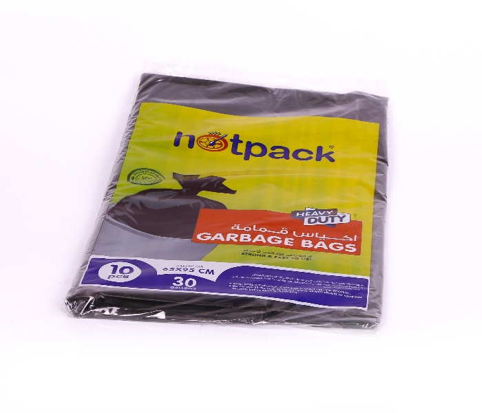 Hotpack GH6595 Set of 10Pieces 65x95cm 30Gallon Heavy Duty Garbage Bag - Black - Zoom Image 2