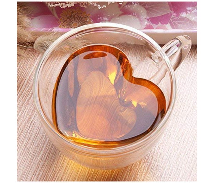 Thickened Transparent 180ml Heart-Shaped Cup Insulated Double-Layer Glass With Handle - Zoom Image 1