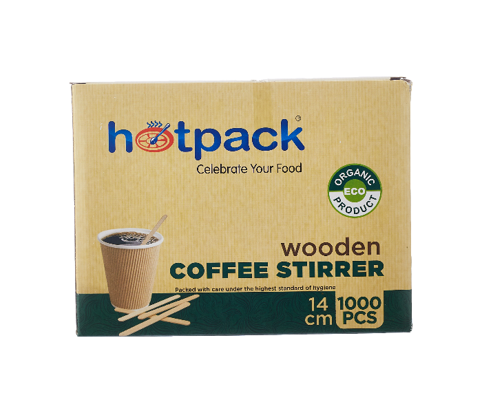 Hotpack WST14 Set of 1000 Pieces 14 cm Wooden Coffee Stirrer - Zoom Image 2