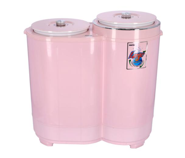 Geepas GSWM18037 Anti Vibration and Stainless Steel Drum Twin Tub Top Loaded Washing Machine - Pink - Zoom Image 1