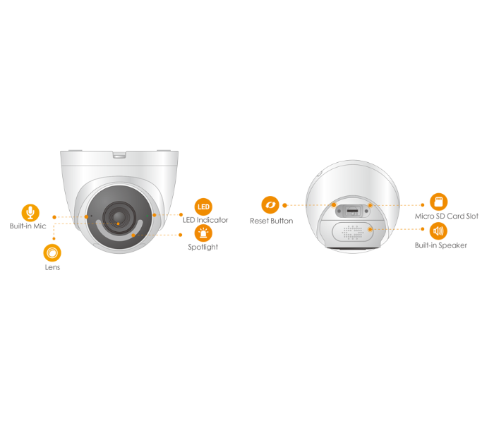 Dahua IPC-T26EP IMOU Turret IPC-T26EP with Active Deterrence Two-way Talk and Human Detection 2MP WiFi Outdoor Camera - Black and White - Zoom Image 2