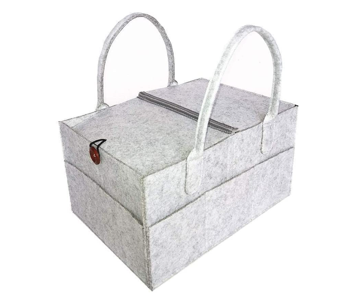 Baby Storage Basket With Button And Cover - Grey - Zoom Image 1