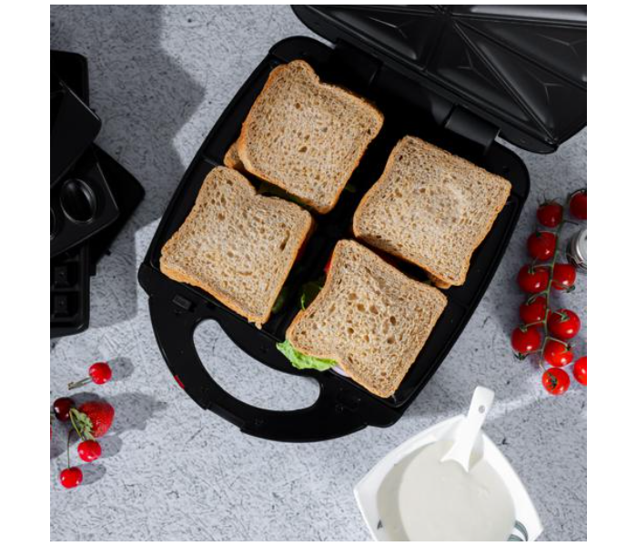 Geepas GSM36528 1400Watts 4 Slice Sandwich Maker With 6 Plates - Black and Silver - Zoom Image 6