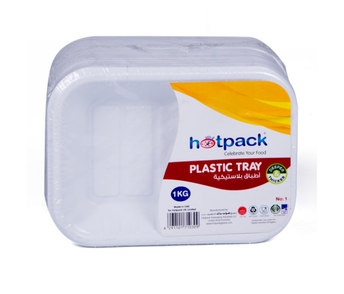 Hotpack PAV1HP No 1 1Kg Plastic Rectangular Tray - White - Zoom Image 1