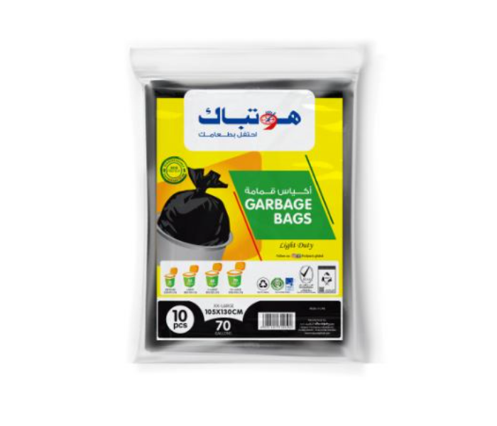 Hotpack G105130 Set of 10 Pieces 105x130cm 70Gallon Regular Economy Garbage Bag - Black - Zoom Image 2