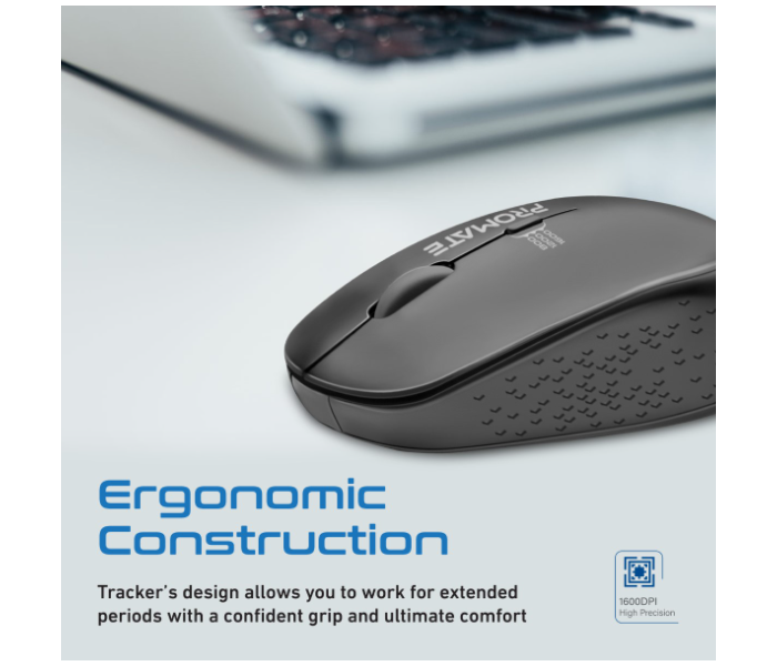 Promate Professional Precision Tracking Comfort Grip 2.4G Wireless Mouse with USB Nano Receiver - Black - Zoom Image 4