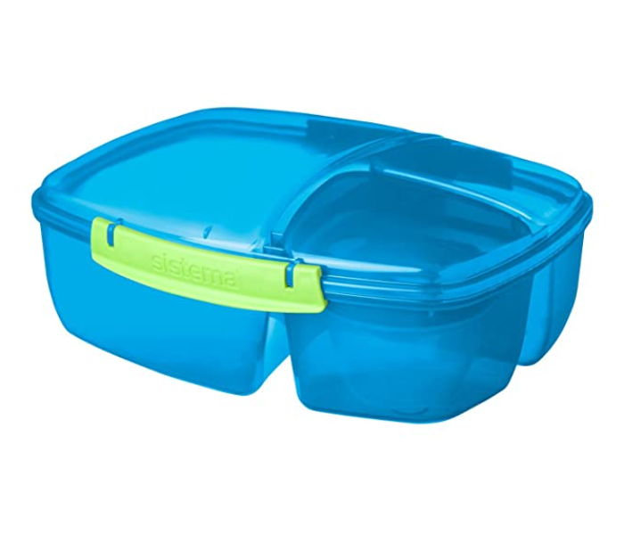 Sistema 2Litre Lightweight Triple Split Lunch Box with Yogurt Cup - Blue - Zoom Image 2