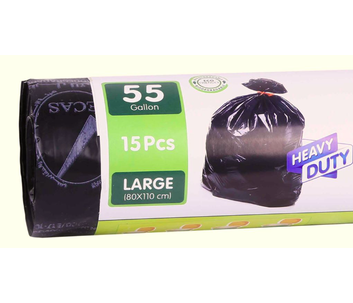 Hotpack HSMGBR80110 Set of 15 Pieces 80X110 cm 55Gallon Garbage Bag Roll - Black - Zoom Image 2