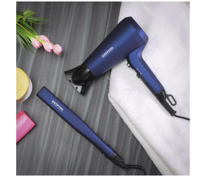 Krypton KNHF5408 Portable 2 In 1 Hair Dryer and Hair Straightener - Blue - Zoom Image 2