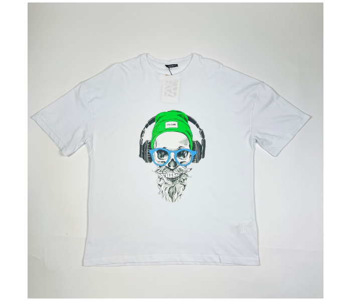 Regular Skull Design Round Neck Small T-Shirt for Men - White - Zoom Image 2