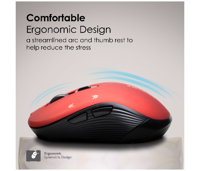 Promate Portable Optical Tracking 2.4G Wireless Mouse with Mini USB Receiver - Red - Zoom Image 2