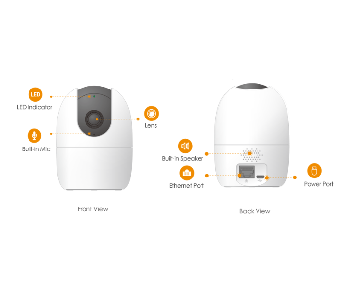 Dahua IPC-A22EP-B IMOU Ranger 2 IPC-A22EP-D 2MP WiFi Pan and Tilt Two-way Talk Built-in Siren and Tracking Camera - Black and White - Zoom Image 2