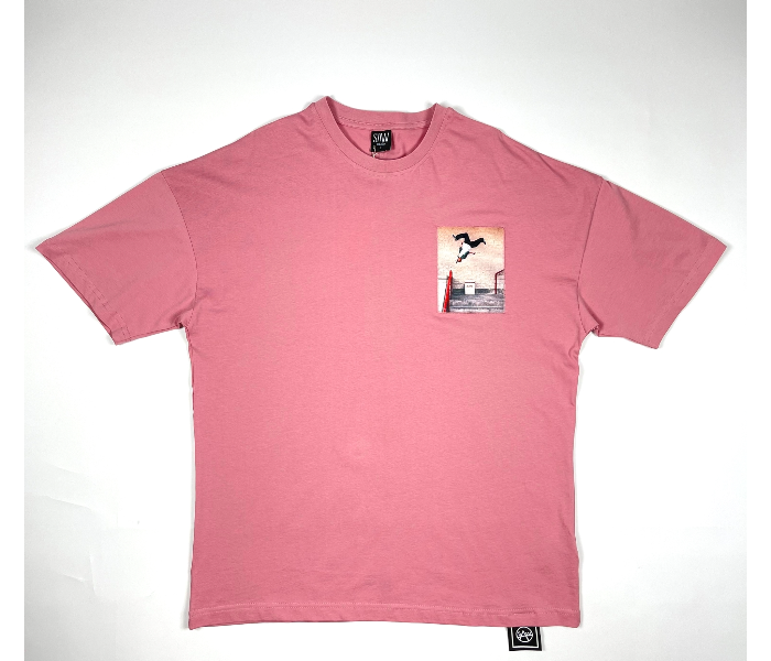 Oversize Large T-Shirt With Skateboard Picture For Men - Pink - Zoom Image 3