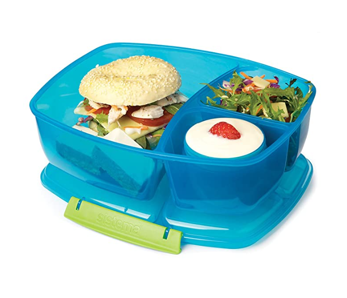 Sistema 2Litre Lightweight Triple Split Lunch Box with Yogurt Cup - Blue - Zoom Image 3