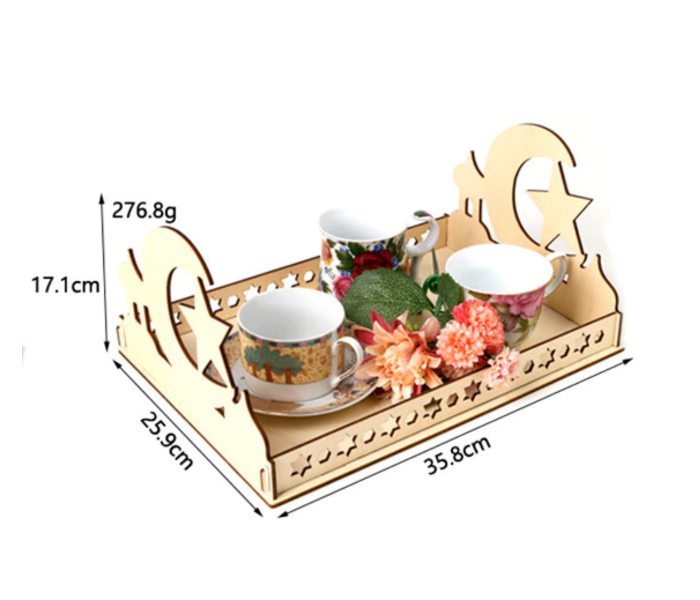 Moon and Star Design Wooden JM01331 Ramadan Dessert Tray - Zoom Image 2