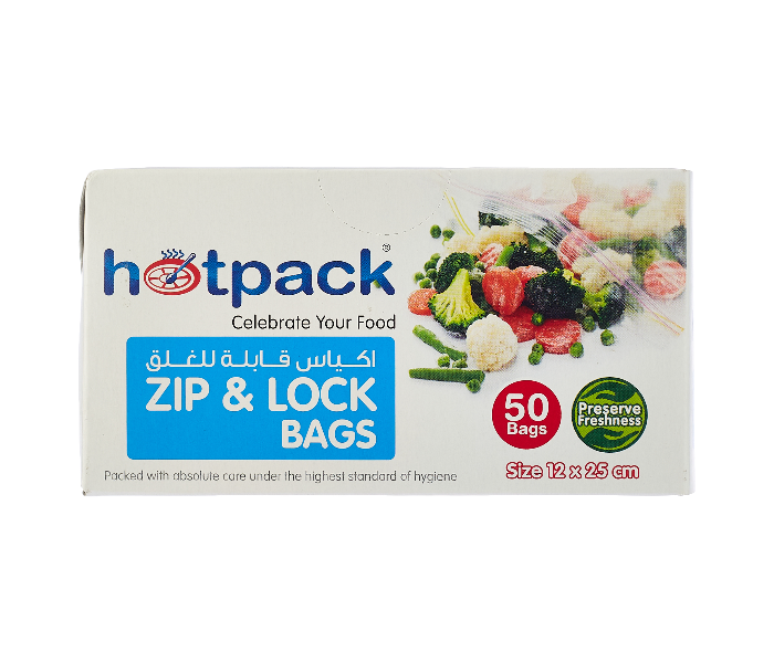 Hotpack ZLB1225 Set of 50Pieces 12x25cm Zipper Lock Bag - Zoom Image 2