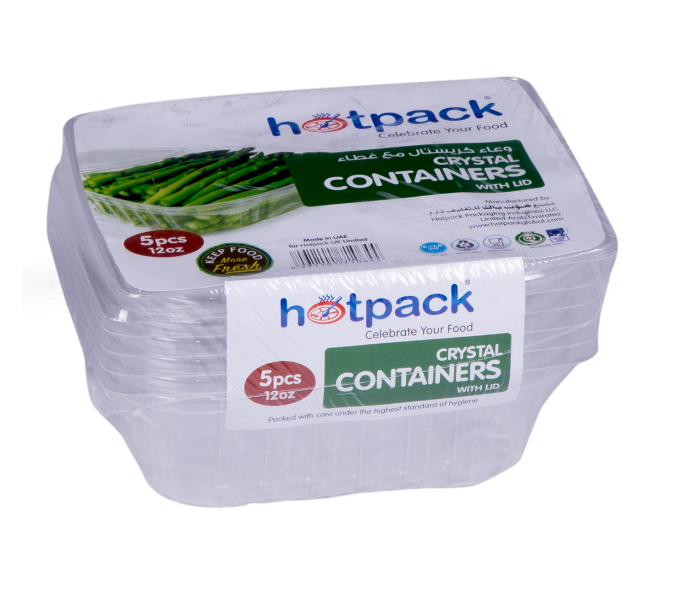 Hotpack CCP12 Set of 5 Pieces 12 Oz Crystal Clear Container - Zoom Image 1