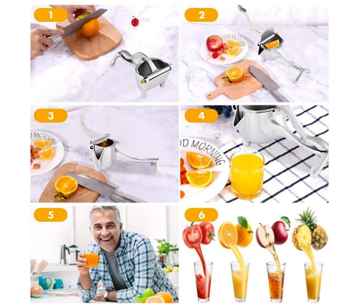 GTC 22000959 Juice Squeezer Manual Juicer Handheld Aluminum Alloy Juice Extractor - Silver - Zoom Image 5