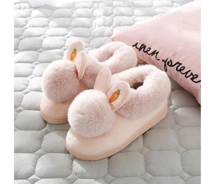 Bunny 38-39 Sized Ears Bag With Cotton Slippers - Pink - Zoom Image