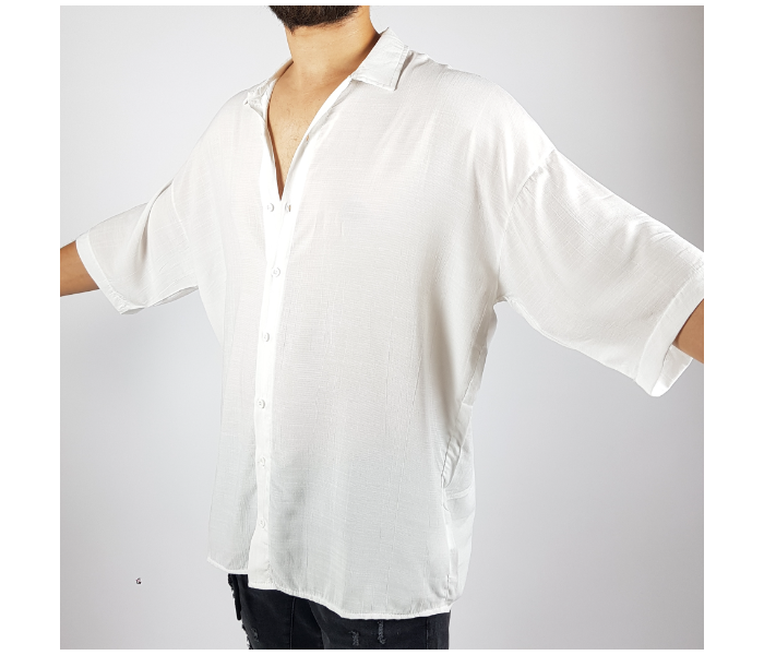 Summer Medium Oversize Shirt For Men - White - Zoom Image 1