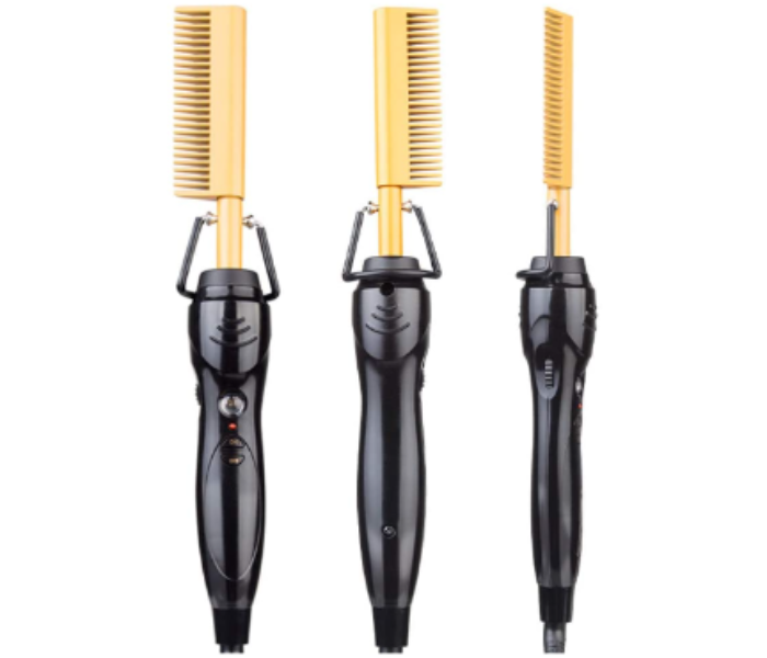 2 Pcs Hot Comb Hair Straightener - Electric Hot Comb Electric Straightening Comb Hair Comb, 450ºF High Heat Ceramic Press Comb Multifunctional Copper Hair Straightener Brush, Straightening Comb - Zoom Image 3