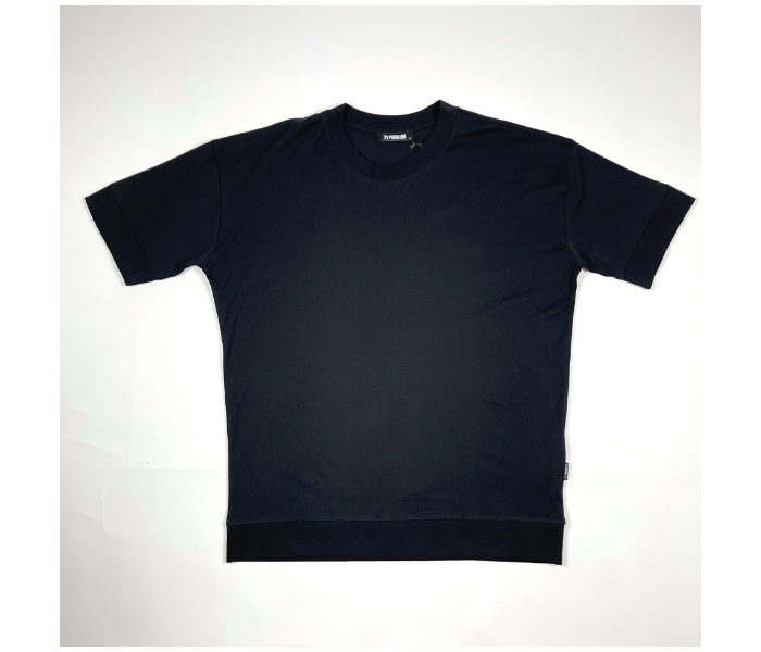 Short Sleeves Long Plain Small T-Shirt For Men - Black - Zoom Image 2