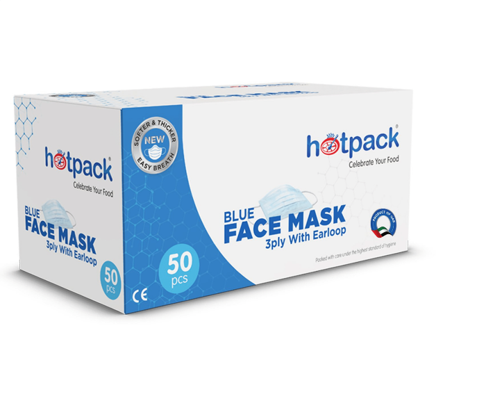 Hotpack FM Set of 50 Pieces 3Ply With Earloop Blue Face Mask - Zoom Image 1